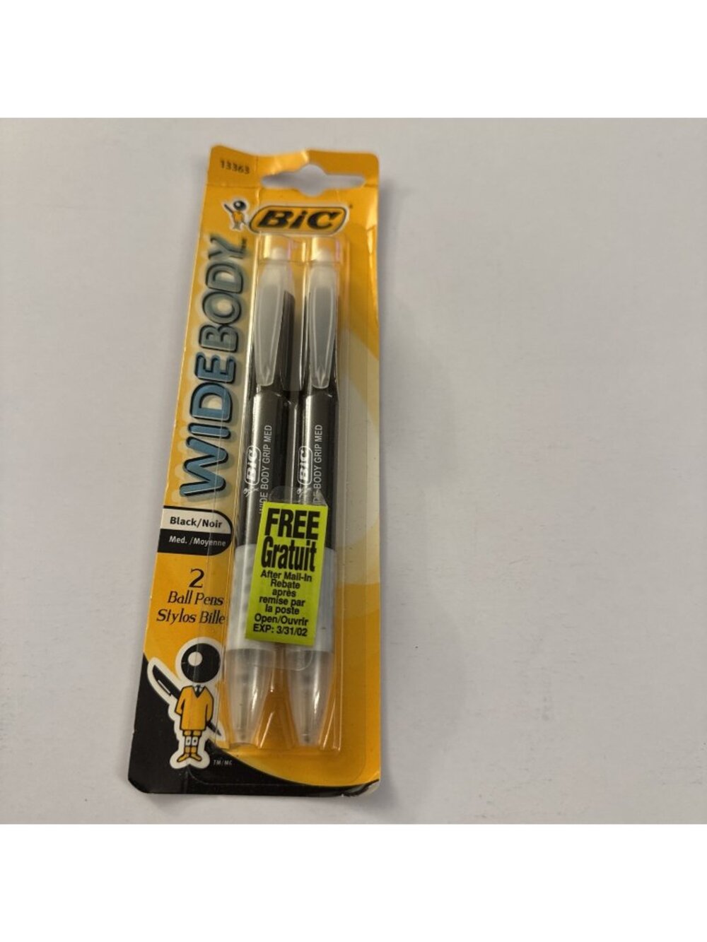 Vintage Bic Wide Body Retractable Soft Grip Black Pens 2 Pack Ball Pens HM1